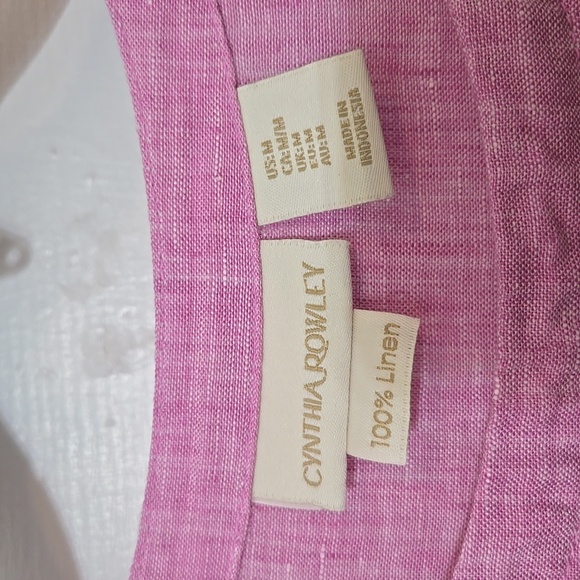 Cynthia Rowley 100% Linen Pink Button Sides Casual Top Medium Good Condition!! - Picture 2 of 6